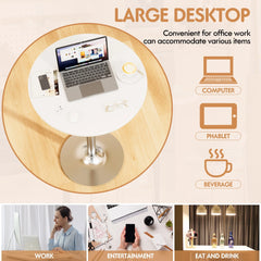 Round Bistro Pub Table, Bar Height Cocktail Table with Metal Base and MDF Top, 23.8 Inch