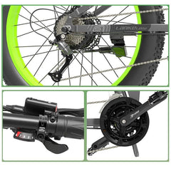 1000W 26-Inch Fat Tire Folding Electric Mountain Bike, Dual Crown Fork, 17.5Ah