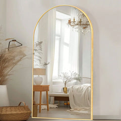 Modern Arched Full Length Floor Mirror, Aluminum Alloy Frame Standing Full Body Mirror