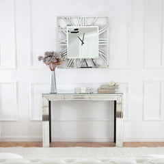 Large Modern Mirrored Wall Clock, Oversized Decorative Hanging Clock for Living Room, Bedroom and Home Decor