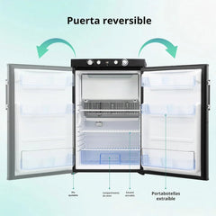 SMETA Nevera de Gas Butano, 100L con Congelador, Trivalente 12v 220v Gas, Frigorifico 12v, sin Ruido, Nevera para Furgoneta Camper Caravana