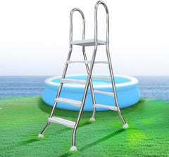 4 Stufige Poolleiter Edelstahl, Pooltreppe für Aufstellpool, Poolleiter 132 cm Poolhöhe, Pool Treppe, Poolstufen für Aufstellpools, Schwimmbadleiter