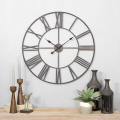 Modern Round Metal Wall Clock, Decorative Circular Hanging Clock for Living Room, Bedroom and Office