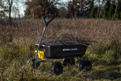 7-Cubic-Foot Poly Dump Garden Cart with No-Flat Tires, 1,200-Lb. Capacity, Black