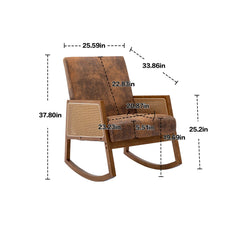 Upholstered Tall Back Rocking Chair, Smooth Gliding Accent Armchair for Comfortable Living Room Seating
