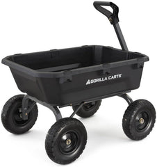 7-Cubic-Foot Poly Dump Garden Cart with No-Flat Tires, 1,200-Lb. Capacity, Black