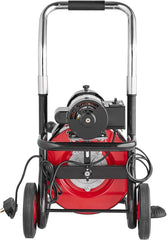 550W Drain Cleaning Machine, 100-Ft. x 1/2-Inch Sewer Snake Auger with 8 Cutters, Wheels and Foot Switch, for 2-4-Inch Pipes