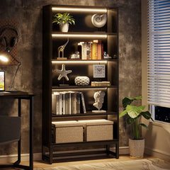 70.87 Inch Tall 5-Tier Bookcase, Large Bookshelf with 31.5 Inch Wide Storage