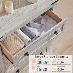 48 Inch Tall Farmhouse Wood Dresser, 5 Drawer Chest of Drawers for Bedroom