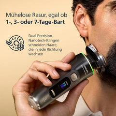 Rasierer i9000 Prestige Ultra, Nass- und Trockenrasierer für Herren, adriatic, Druck- und Bewegungssensor, 5+1 Bartstyler, Reinigungsstation, UV-