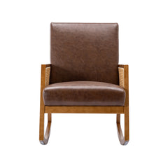Upholstered Tall Back Rocking Chair, Smooth Gliding Accent Armchair for Comfortable Living Room Seating