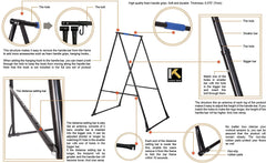 Air Yoga Equipment Set Includes: Blue Aerial Yoga Hammock and The Height-Adjustable Foldable Sturdy Durable KT Yoga Swing Stand Frame