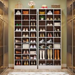 10-Tier Tall Shoe Cabinet, 30-Pair White Wood Shoe Storage Rack for Entryway and Closet