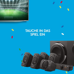 Logitech Z906 5.1 Sound System, Lautsprecher mit 1000 Watt Surround Sound, THX, Mehrere Audio-Eingänge, Fernbedienung, EU Stecker, PC/PS4/Xbox/Stereo-