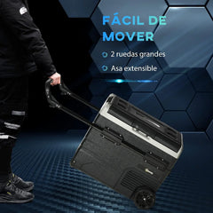 Outsunny Nevera Compresor Portátil 60L Nevera Portátil Eléctrica para Coche Congelador CC 12V/24V hasta -20°C con Pantalla LED Táctil Asa Retráctil