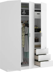 DEKIT GRUPO RIMOBEL Armario Ropero 3 Puertas Y 3 Cajones - Blanco - 121X184X52 Cm