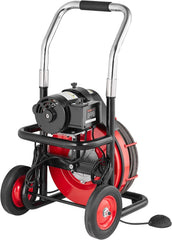 550W Drain Cleaning Machine, 100-Ft. x 1/2-Inch Sewer Snake Auger with 8 Cutters, Wheels and Foot Switch, for 2-4-Inch Pipes