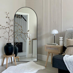 Modern Arched Full Length Floor Mirror, Aluminum Alloy Frame Standing Full Body Mirror