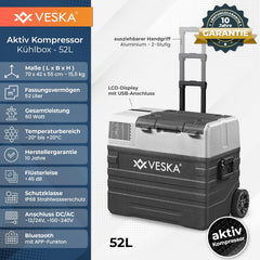 Kompressor Kühlbox elektrisch, Gefriertruhe mit APP-Steuerung, USB-Anschluss, 12/24V, 230V, Räder, transportabler Kühlschrank, Kühltruhe, Gefrierbox