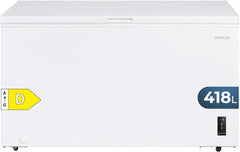 Cecotec Congelador Horizontal 418L Bolero CoolMarket Chest 418P White D. Cesta con Asas, Control Electrónico LED, Ruedas, Bajo Consumo, UltraContact D
