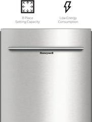 Honeywell 18 Inch Dishwasher with 8 Place settings, 6 Washing Programs, Stainless Steel Tub, UL/Energy Star- Stainless Steel