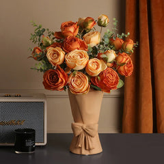 Modern Ceramic Decorative Vase with Bow Design for Tabletop Home Decor