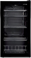°CUBES Getränkekühlschrank 90L mit Glastür & 4 variablen Ablagen | Kompakter Flaschenkühlschrank, perfekt für zu Hause, Büro, Partys & Gastro |