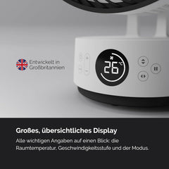 MEACO MeacoFan Sefte Tischventilator - 10 Luftumwälzer mit 12 Geschwindigkeiten - Horizontale und vertikale Oszillation - 3 Oszillationsbereiche -