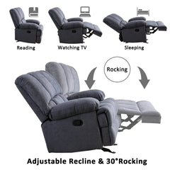 2025 Sillón mecedor sobredimensionado, sillón reclinable manual simple, sillón tapizado acolchonado, sillón mecedor para sala, asiento de teatro talla