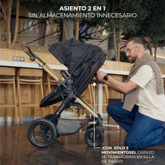 Kinderkraft MOOV XL 3 en 1, Carrito bebé hasta 27 kg, Carro, Con Asiento I-SIZE 40-75 cm, Plegable, Amortiguación, Convertible, Capazo XL, Con