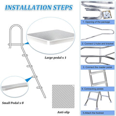 4 Stufige Poolleiter Edelstahl, Pooltreppe für Aufstellpool, Poolleiter 132 cm Poolhöhe, Pool Treppe, Poolstufen für Aufstellpools, Schwimmbadleiter