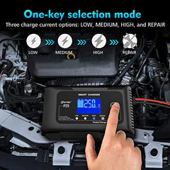 25-Amp Smart Battery Charger,Lithium,LiFePO4,Lead-Acid AGM/Gel/SLA.. Car Battery Charger,Trickle Charger, Maintainer/deep Cycle Charger,12V/25A and 24V/13A,for Motorcy,Boat,Lawn Mower,Golf cart..