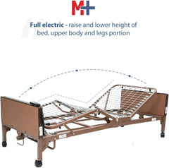 Fully Electric Hospital Bed with Foam Mattress and Half Rails