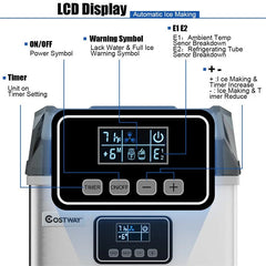48LBS/24H Stainless Steel Countertop Ice Maker Machine with Self-Clean Function LCD Display Ice Scoop Basket