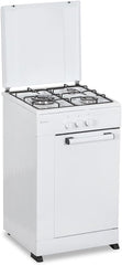 Aspes Cocina Gas Butano 3 Zonas de Cocción, Blanco AKG3500PB. Control Manual, Quemador WOK triple llama, Compartimento Bombona, Tapa Abatible