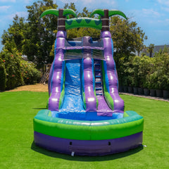 2025 HeroKiddo Resbaladilla Acuática Inflable de Grado Comercial de 16' con Piscina Adjacente para Niños y Adultos (con Ventilador), Uso Mojado y Seco