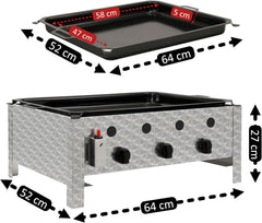 BBQ-Toro Edelstahl Gastrobräter | 3-flammig | 64 x 52 x 27 cm | Gastrogasgrill, Wurstbrater, Tisch Grill | Gastrogrill, Tischgasgrill, Gastischgrill,