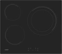 Candy CH63DCC Hob Ceramic Hob 60 cm, 3 Cooking Zones, Double 30 cm Paella Pan, Touch Control, 9 Power Levels, Safety System, Black