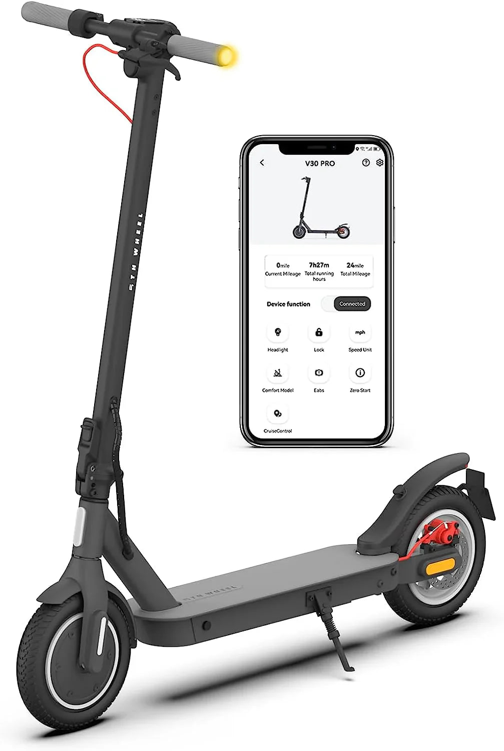 5TH WHEEL Foldable Electric Scooter with Turn Signals for Adults