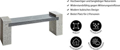 Dehner Gartenbank, 2-Sitzer, ca. 120 x 45 x 30 cm, Granit, hellgrau/dunkelgrau