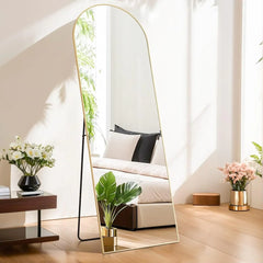 21x64 Arched Full-Length Mirror – Shatter-Proof Glass with Aluminum Alloy Stand