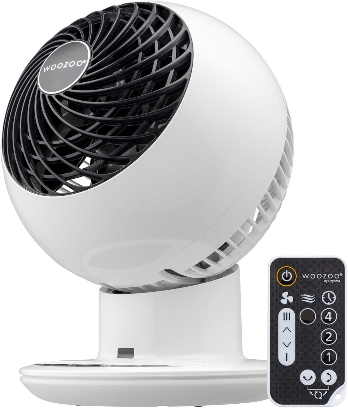 Iris Ohyama Woozoo, 30m², Ventilador de mesa, Blanco, 5 velocidades, Mando a distancia, Oscilación multidireccional, Silencioso, Potente, Escritorio,