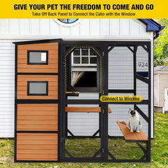 Aivituvin Large Cat Catio, 4 Tiers, Weatherproof Roof, 70"H x 77"L