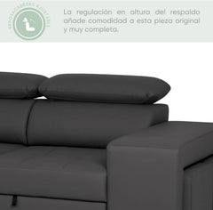 BUDWING John Sofá Cama Esquinero 4 Plazas - Chaise Longue Reversible, Reposacabezas Ajustable y 2 Pufs – Tapizado en Poliuretano – Estilo Moderno –