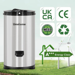 Wäscheschleuder 3200 U/min Umelome, 4KG, Energie-und Stromsparschleuder wäscheschleudern, Energieklasse A+++, Silber [Energieklasse A+++]