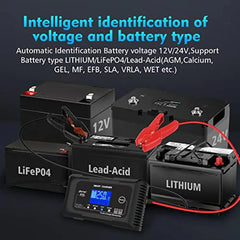 25-Amp Smart Battery Charger,Lithium,LiFePO4,Lead-Acid AGM/Gel/SLA.. Car Battery Charger,Trickle Charger, Maintainer/deep Cycle Charger,12V/25A and 24V/13A,for Motorcy,Boat,Lawn Mower,Golf cart..