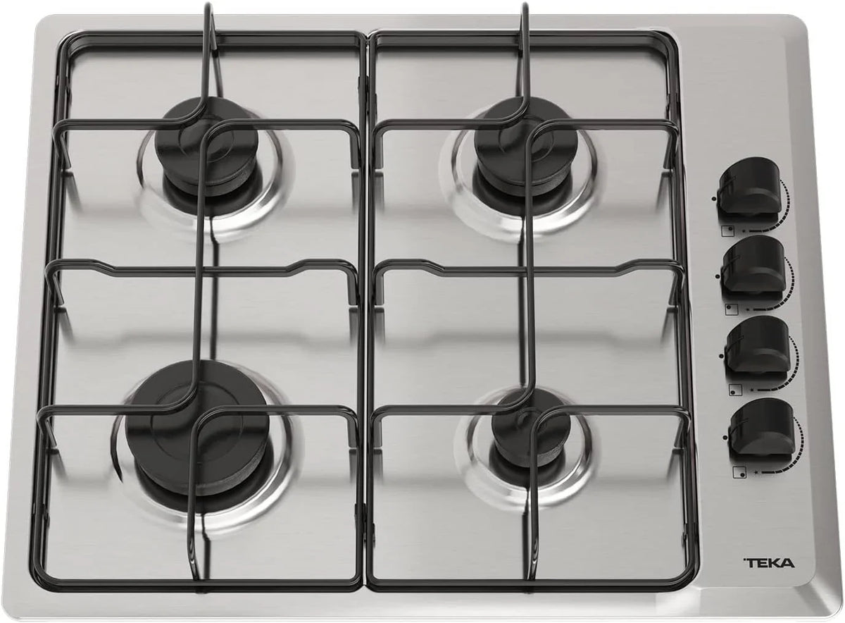 TEKA Placa de Gas Butano, 60 cm, 4 Fuegos, Mandos Ergonómicos, Seguridad Termopar, Parrillas Esmaltadas, HLX 640 KL