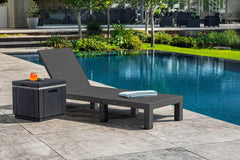 Allibert by Keter Daytona Deluxe Sonnenliege für Garten, Terrasse & Balkon mit verstellbarem Kopfteil, grau, inkl. Auflage, Gartenliege aus Kunststoff
