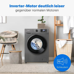 Bomann Waschmaschine 8kg | max. 1400 U/min | 10 Jahre Motor-Garantie | robuster, leiser & langlebiger Invertermotor | 15 Waschprogramme | LED-Display