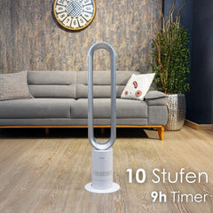 Zilan Turmventilator energiesparender BLDC Motor mit Fernbedienung Ventilator energiesparend oszillierend sehr leise Design Standventilator 10 Stufen